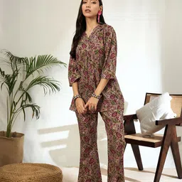 Bandia Printed Pure Cotton Tunic & Trousers Co-Ords-image-76
