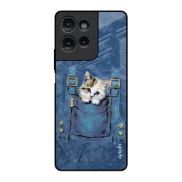 QRIOH Kitty In Pocket Printed Motorola G75 5G Impact Resistant Back Case-image-70