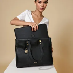 Toteteca PU Structured Shoulder Bag with Cut Work image 3