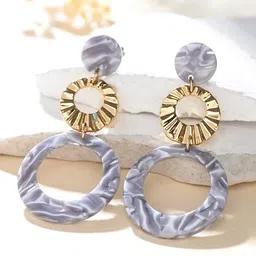 Voylla Circular Shaped Chunky Drop Earrings-image-14