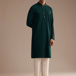KALKI Fashion Men Ethnic Motifs Embroidered Regular Chikankari Kurta with Trousers-43