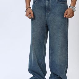 YOUTHIX Men Baggy High-Rise Light Fade Cotton Jeans-image-45