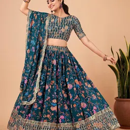 Kaizen TEXO FAB Printed Semi-Stitched Lehenga & Unstitched Blouse With Dupatta image 5