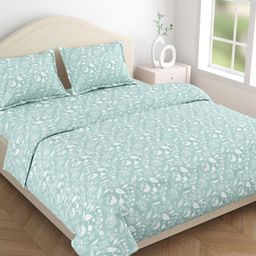 haus & kinder Blue Printed 186 TC Pure Cotton Double Queen Bedsheet & 2 Pillow Covers-image-80