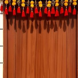 SATVIK CREATIONS Red & Yellow Pom Pom Thoran Festive Decor-image-91