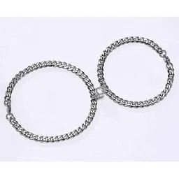 The Roadster Lifestyle Co Set Of 2 Silver-Plated Heart Magnetic Link Couple Bracelet-5