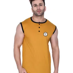 BEYOU FASHION Men Solid Henley Neck Cotton Slim Fit T-shirt-image-7
