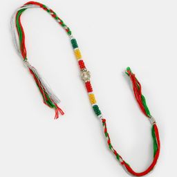 Anouk Set Of 4 Artificial Stones Studded And Beaded Thread Rakhis With Roli Chawal image 3