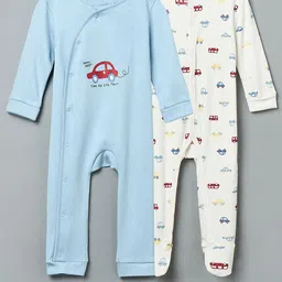 max Boys Pack Of 2 Printed Pure Cotton Rompers-11