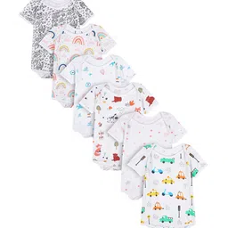 Yellow Doodle Infants Pack of 6 Printed Cotton Bodysuit-picture-24