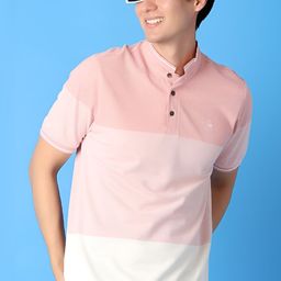 V-Mart Men Colourblocked Round Neck Cotton T-Shirt-image-60