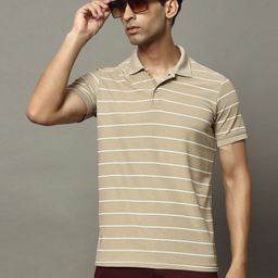 OGEN Men Striped Polo Collar Pockets T-shirt-image-49