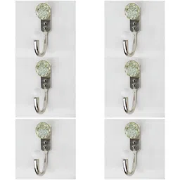 IndianShelf 6 Pcs Ceramic & Zinc Floral Wall Hangers Hooks-image-89