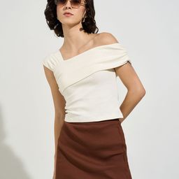 People One Shoulder Cotton Bardot Top-image-27