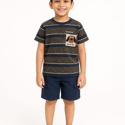 POP STREET KIDS Girls Striped T-shirt with Shorts-image-9
