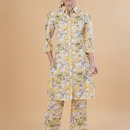Belfry Women Floral Printed Pure Cotton Collared Kurta & Palazzos-26