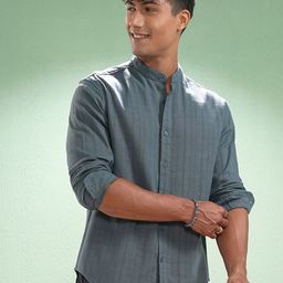 HIGHLANDER Mandarin Collar Relaxed Fit Shirt-image-46