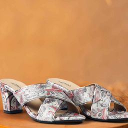 Metro Printed Block Peep Toes with Bows-image-37