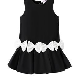 Hopscotch Girls Black & White Bow Accent A-Line Dress-picture-43