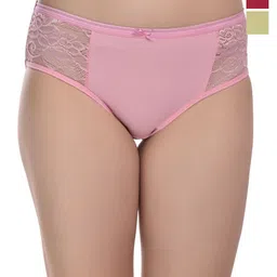 Valles365 by S.C. Pack Of 3 Mid Rise Side Lace Hipster Briefs - SIDLC3PINREDSEA-S-picture-7
