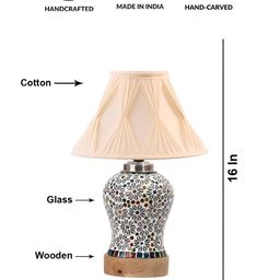 Devansh White Textured Wood Frusturical Shaped Table Lamp image 3