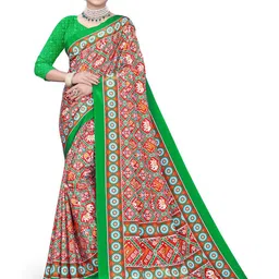 Pemal Designer Women Pure Crepe Digital Geometric Print Saree-picture-6
