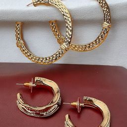 DressBerry Set Of 2 Twisted Design Contemporary Hoop Earrings-53