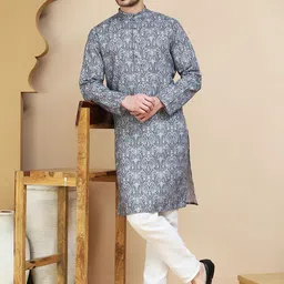 Anouk Rustic Paisley Printed Mandarin Collar Straight Kurta With Pyjamas-12