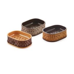 Konquer TimeS Brown 3 piece Plastic Soap Dish-image-0