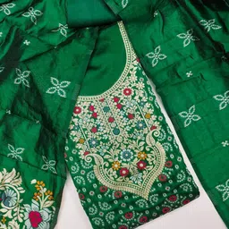 KALINI Women Green Embroidered Pure Cotton Unstitched Dress Material-picture-13