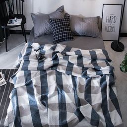 JC HOME Blue & White Checked AC Room 350 GSM Double Bed Quilt-image-69