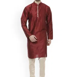 VEERA PARIDHAAN Men Regular Raw Silk Kurta with Pyjamas-picture-2