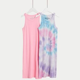 Marks & Spencer Girls Pack Of 2 Tie and Dye Dyed Cotton A-Line Dress-image-11