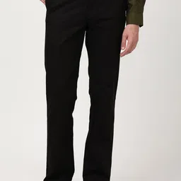 Indian Terrain Men Solid Kansas Regular Fit Mid-Rise Flat-Front Formal Trousers-image-110