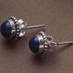 FUSIONARI Women 925 Sterling Silver Lapis Studs Earrings-image-78