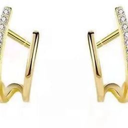PolluxCraft Gold-Plated Zircon Contemporary Shaped Korean Hoop Earrings-image-84
