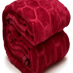 CHICERY Maroon Geometric Mink Heavy Winter Double Bed Blanket-image-74