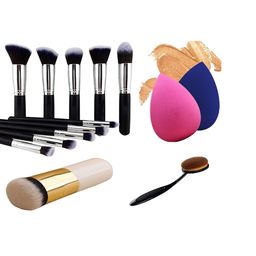 zemglam Set Of 10 Makeup Brushes with 2 Beauty Blender, 1 Foundation & 1 Oval Brush-2