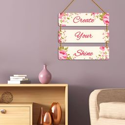 WallDaddy Beige & Pink Printed Wooded Wall HangingDecor-image-15