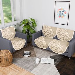 Kuber Industries Cream-Coloured Cotton Sofa Cover-91