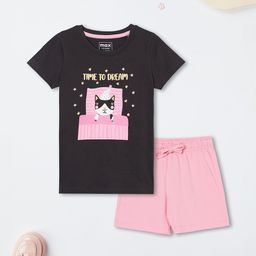 max Girls Printed Short Sleeves Pure Cotton T-shirt With Shorts-image-99
