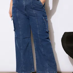 SASSAFRAS Curve Women Plus Size Side Pockets Straight Fit Stretchable Jeans-image-70