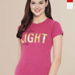 Metronaut Women Pack Of 3 Typography Printed Round Neck Cotton T-shirts-image-49