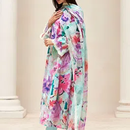 Indo Era Women Floral Embroidered Regular Thread Work Kurta with Trousers & With Dupatta-46