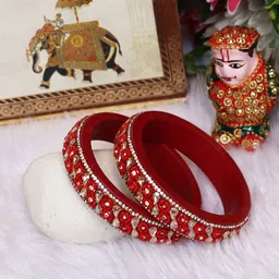 TAJ BRIDAL STORE Set Of 2 Kundan Studded Bangles-picture-43