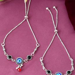 Sangria Stainless Steel Silver-Plated Anklet-18