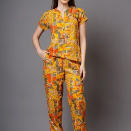 ADDYVERO Women Conversational Printed V-Neck Short Sleeve Night suits-picture-2