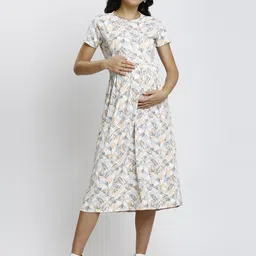 True Shape Floral Print Maternity A-Line Midi Dress-image-41