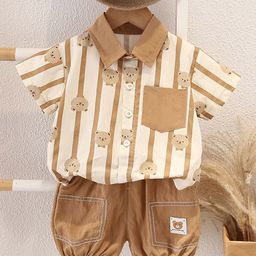 StyleCast x Revolte Boys Striped Pure Cotton T-shirt with Shorts-image-87