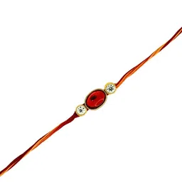 Anouk Set Of 3 Stones Studded Thread Rakhis With Card & Pooja Thali image 2